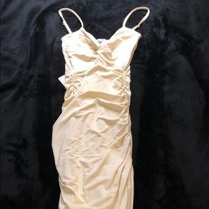 Oh polly cream bodycon mini dress